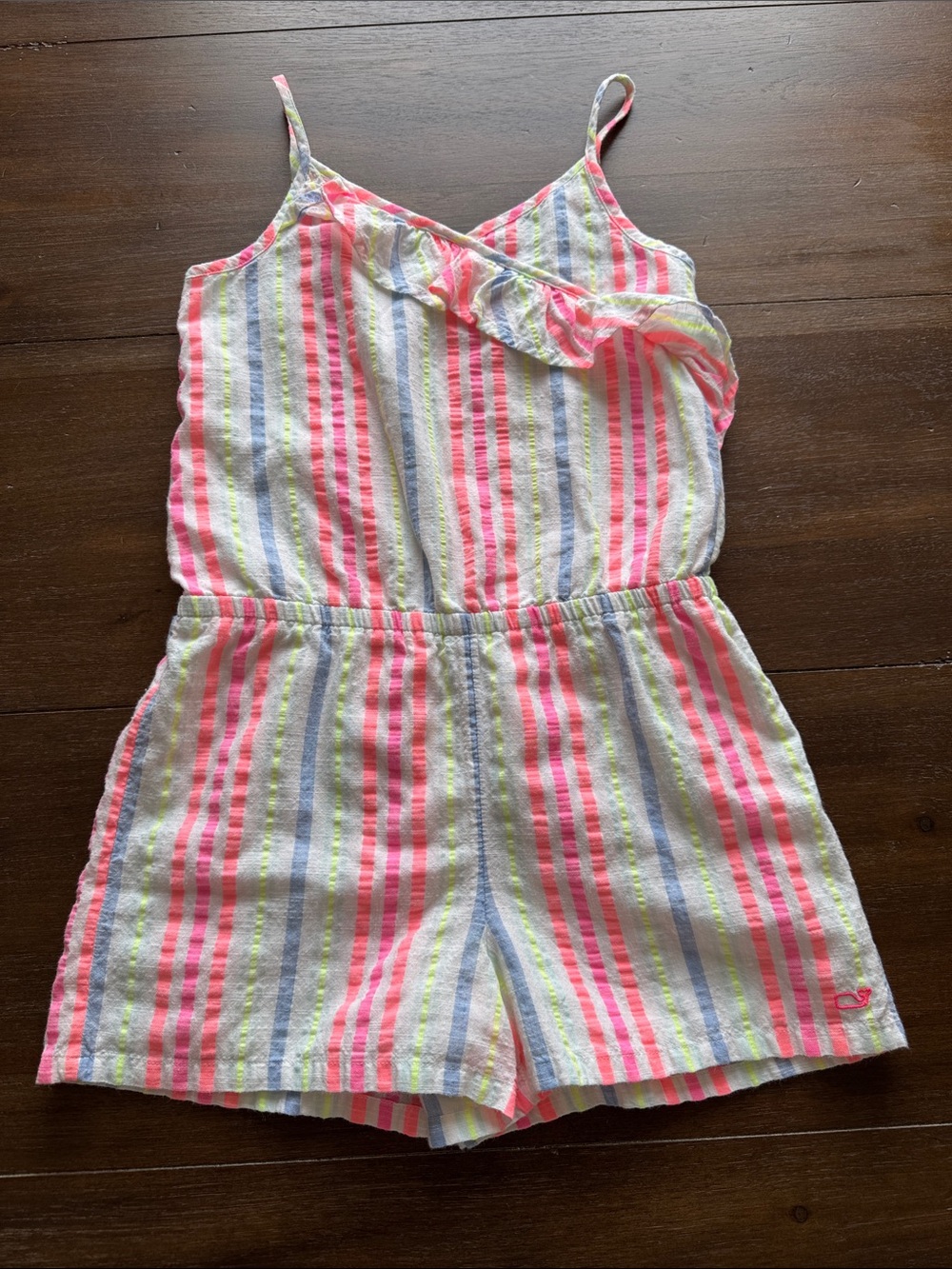Size 10-12 Vineyard Vines neon stripe print shorts romper jumpsuit